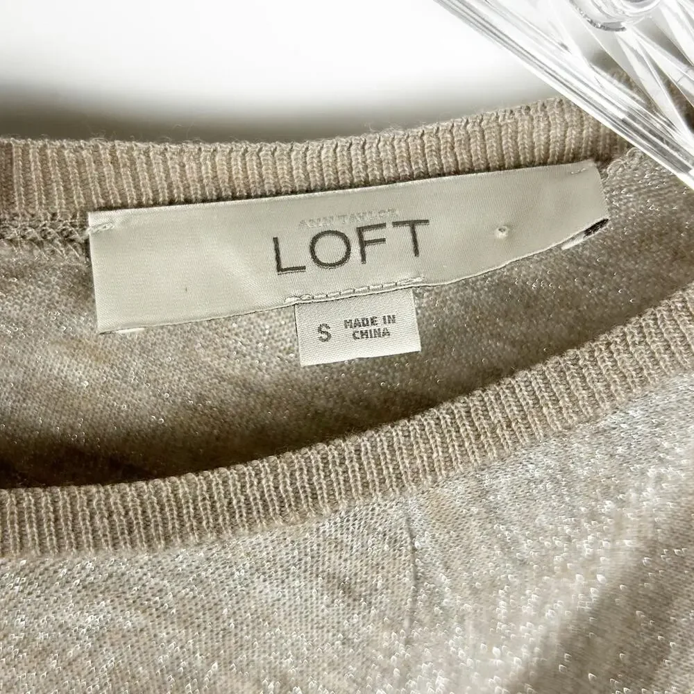 LOFT Metallic Bow Dolman Sleeve Wool Blend Top Party Night Out Womens Size S - Picture 6 of 12